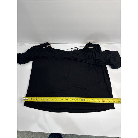 CABLE & GAUGE BLACK 3/4 LENGTH SLEEVE BAND WAISTED TOP SIZE MEDIUM - Picture 12 of 12